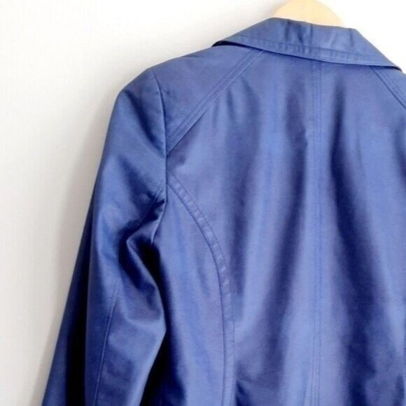 CONRAD C Faux Leather Women's Short Full-Zip Front Jacket Blue Sz 4 Flawed - Picture 7 of 12